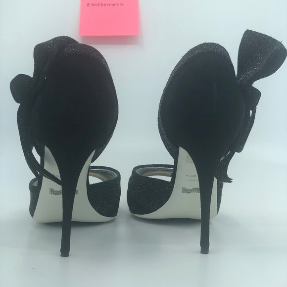 Embellished Black D'orsay pumps with bow - Picture 3 of 5